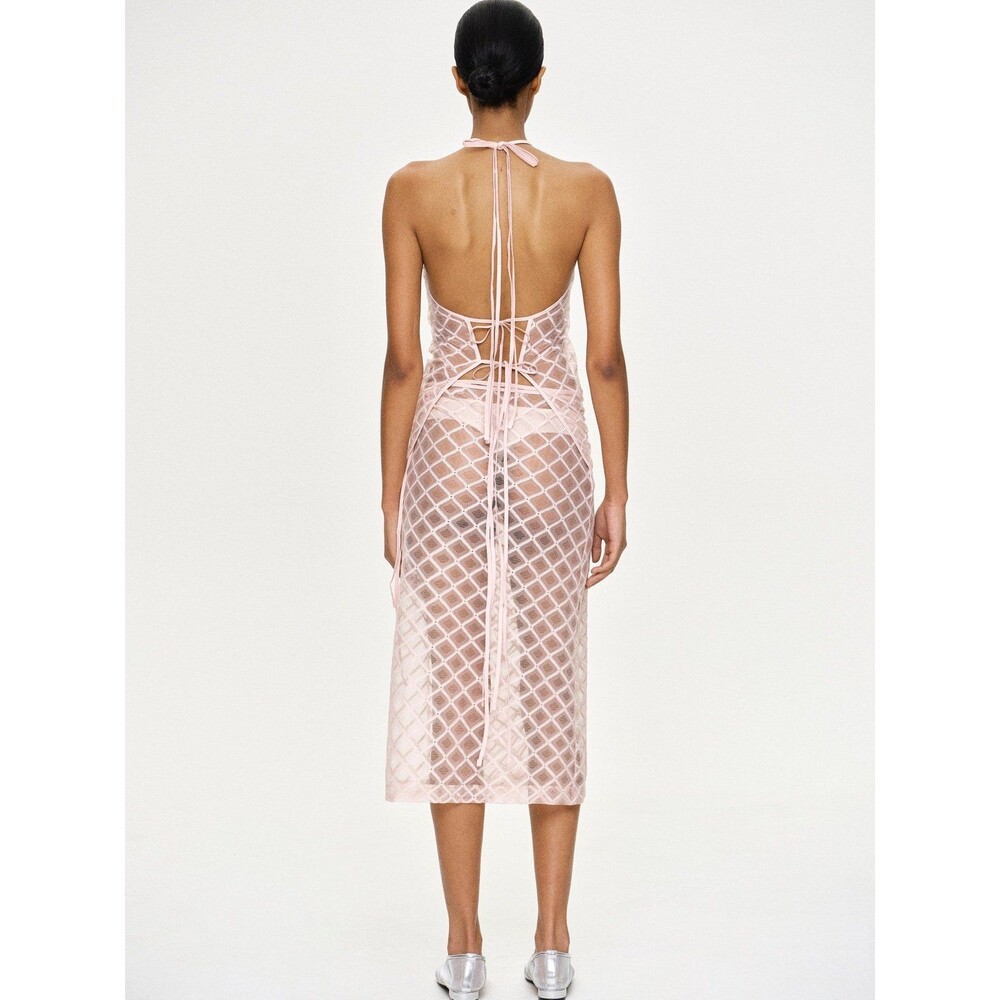 Source Unknown Rasato Backless Lacework Pink Top … - image 4